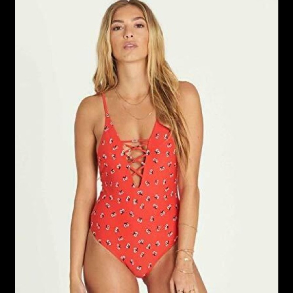 Billabong red one-piece swimsuit